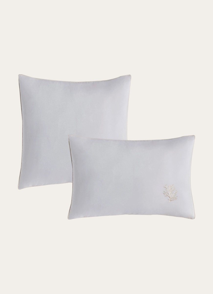 Lot De 2 Taies D'Oreiller Percale 200 Fils Désirée – Blanc 50x70 Cm, Finition Bourdon 4 Côtés, Haut De Gamme