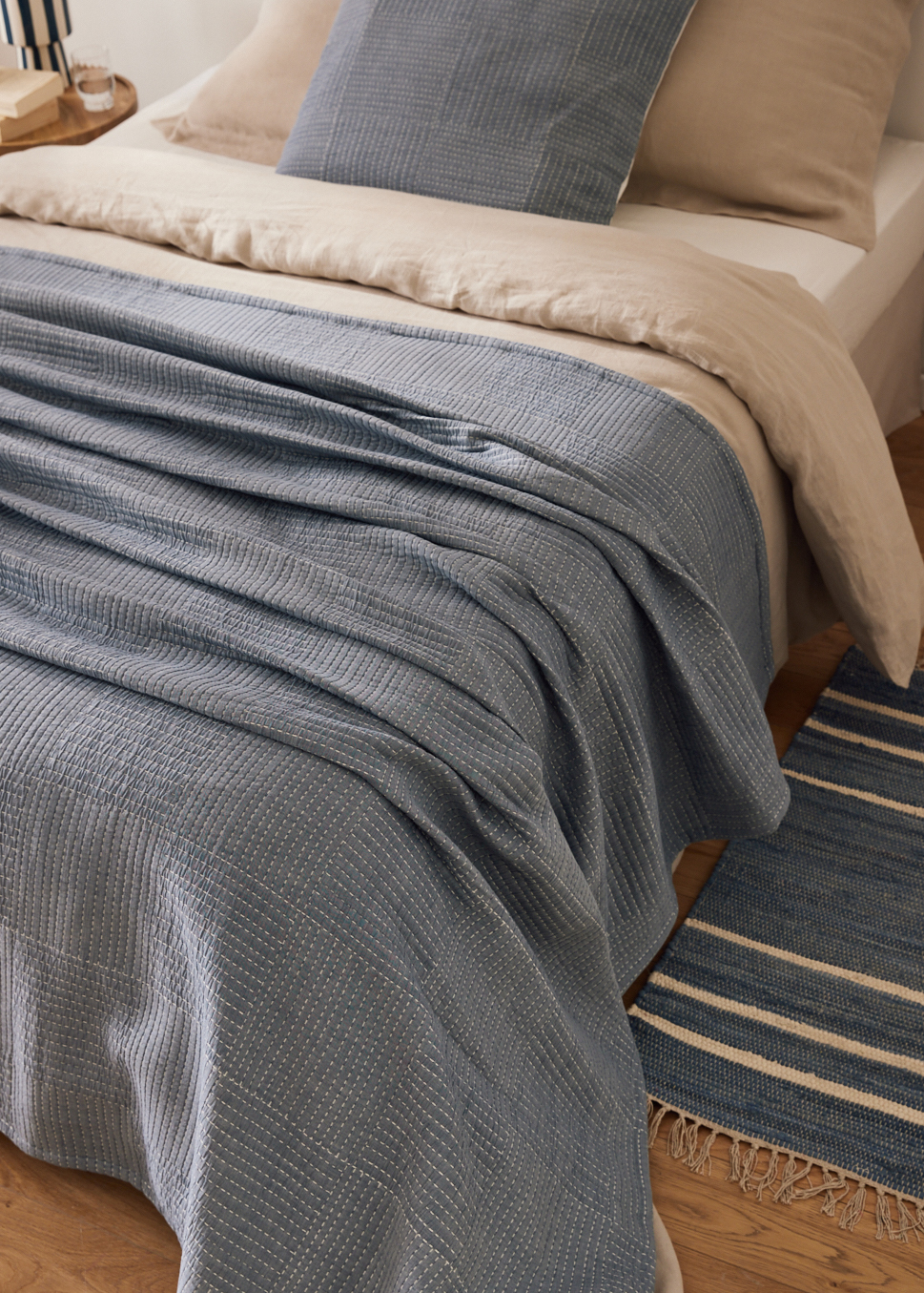 Dessus De Lit Jacquard PERIGORD 180x250 Cm - Piqué Coton Gris Perle - 80% Coton 20% Polyester