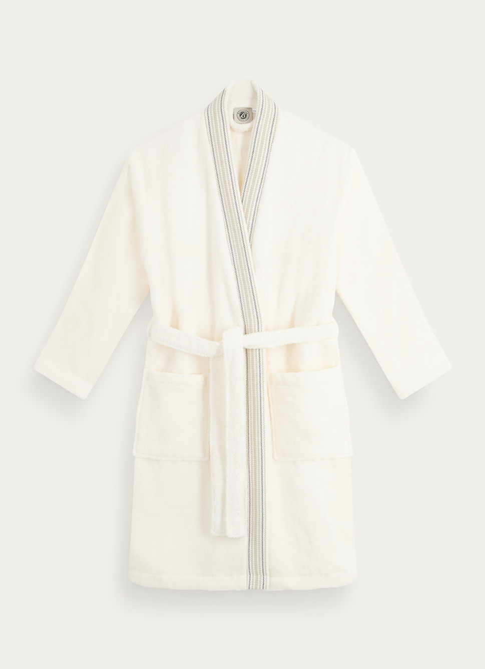 PEIGNOIR KIMONO À BANDE DÉCORATIVE IVOIRE Peignoir Bouchara
