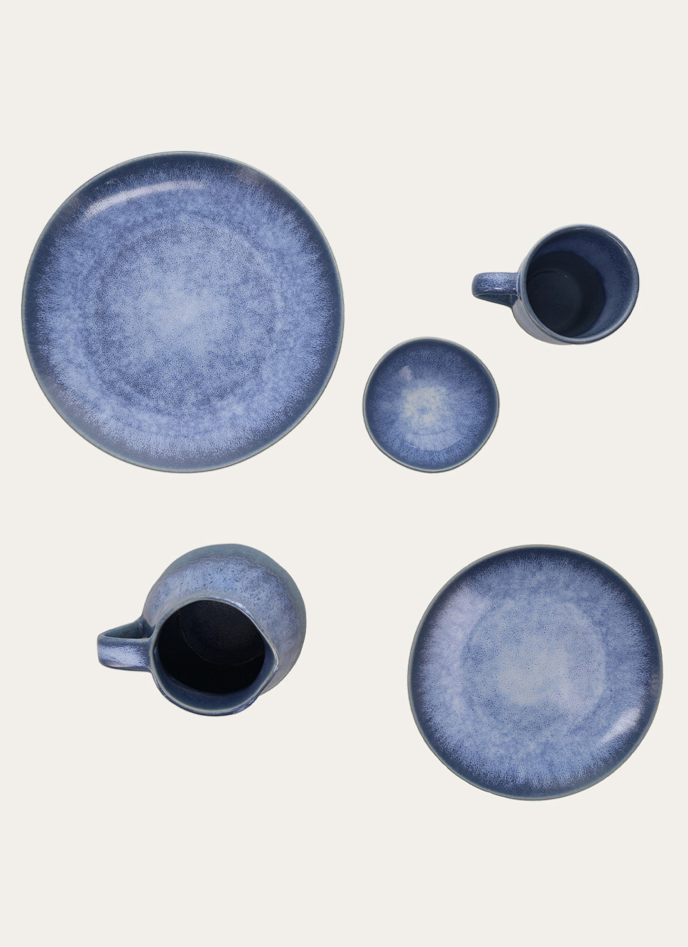 Assiette Plate En Grès Bleu H&H Teide 27 Cm - Vaisselle Neuve Fabriquée En Italie