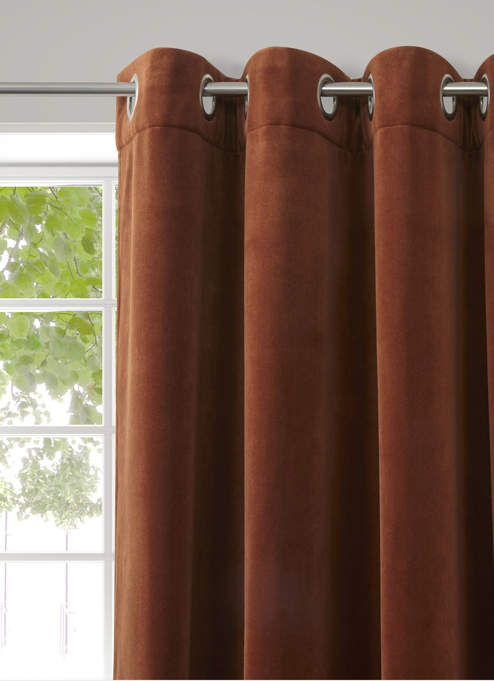 RIDEAU THERMIQUE UNI EN VELOURS DOUBLÉ POLAIRE CAMEL : Rideaux Bouchara