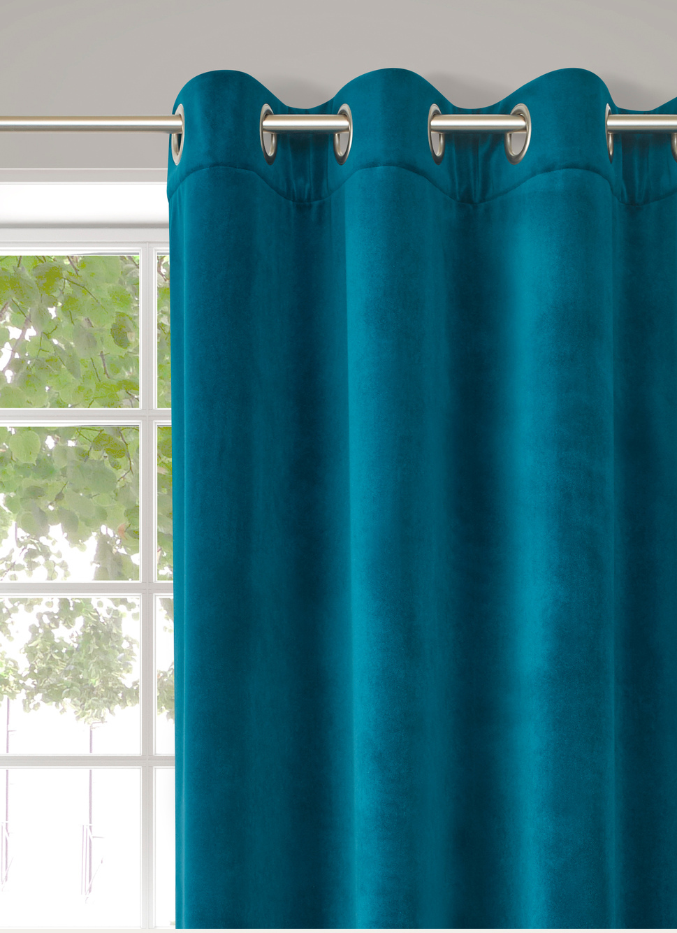 RIDEAU THERMIQUE UNI EN VELOURS DOUBLÉ POLAIRE BLEU : Rideaux Bouchara