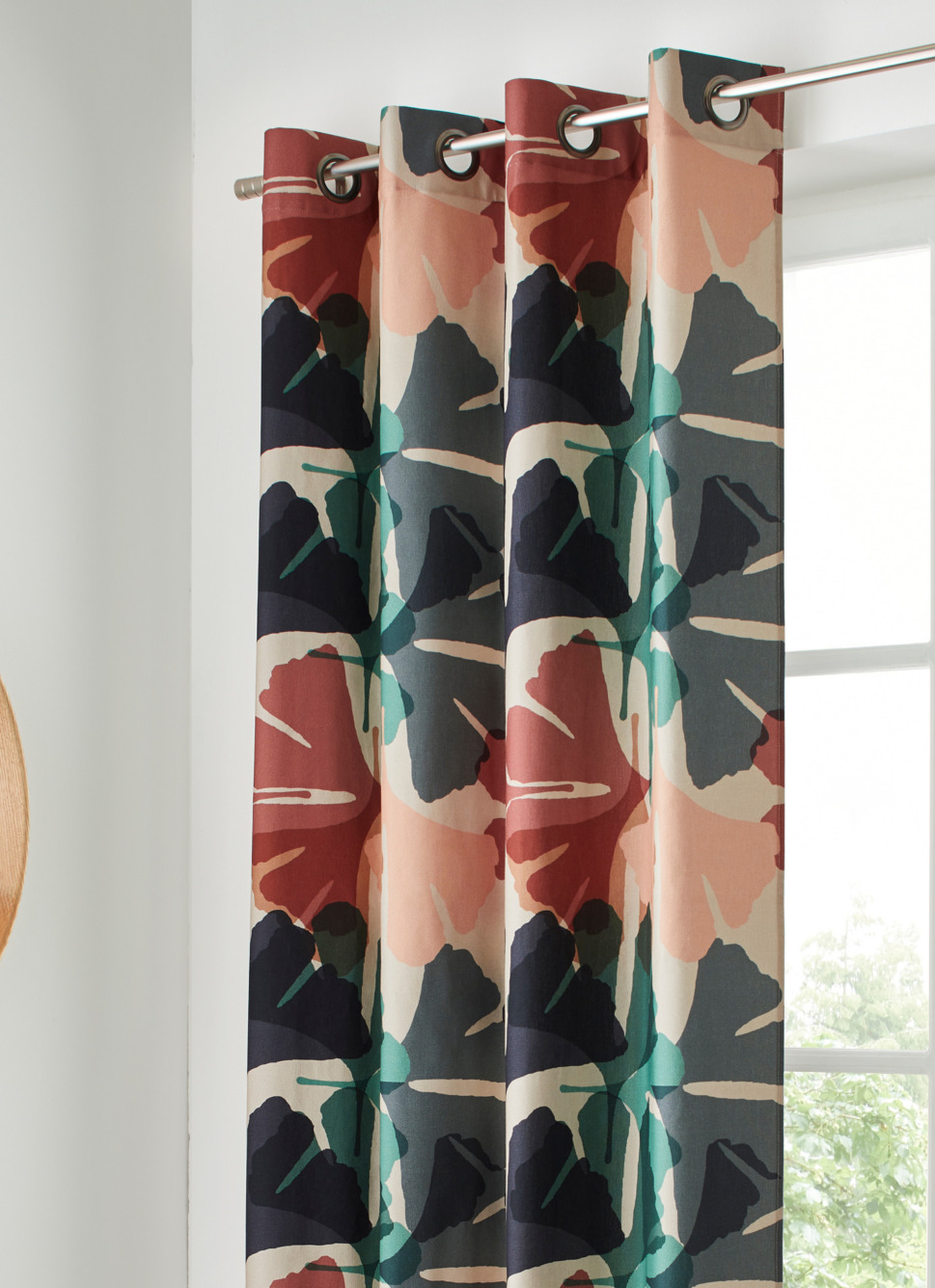 RIDEAU EN COTON IMPRIMÉ FEUILLE GINGKO (H300 CM) MULTICOLORE : Rideaux ...
