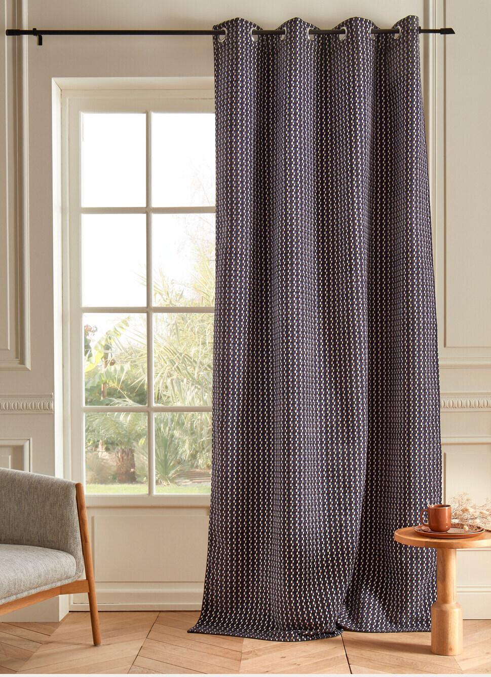 RIDEAU OCCULTANT JACQUARD CHENILLE MARINE : Rideaux Bouchara