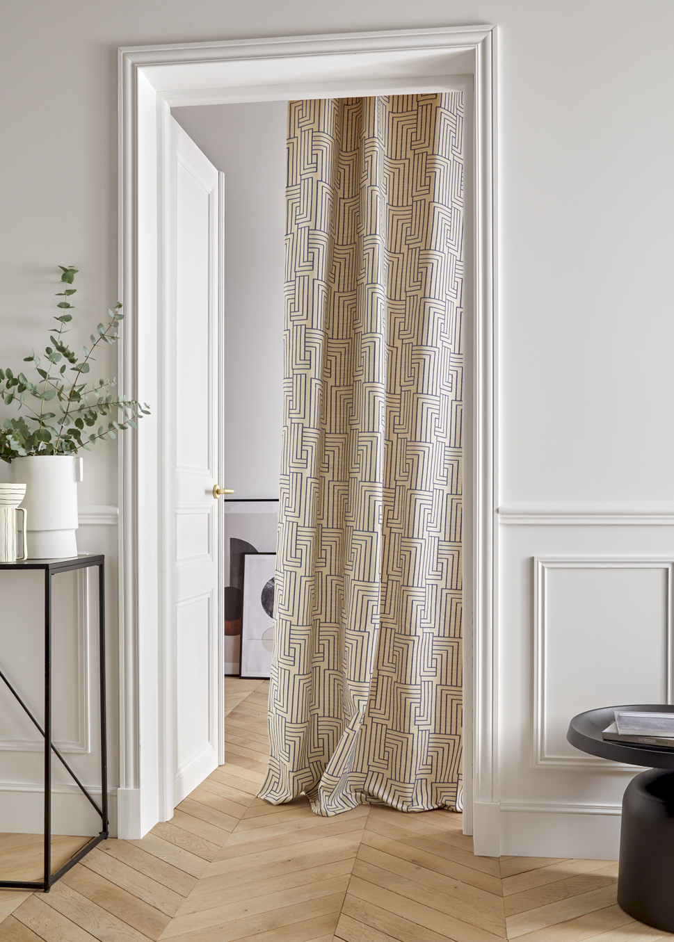 RIDEAU JACQUARD BICOLORE ÉCRU : Rideaux Bouchara