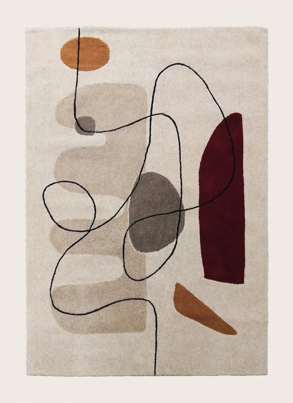 Lot De 4 Tapis Gitan / Romains Antidérapants Lavables - 3x80x130cm + 1x50x70cm, Couleur Beige
