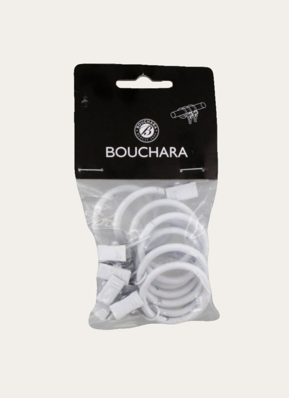 12 Anneaux Rideaux Douche RIDDER Blanc - Pour Tringles à Rideaux 0,5cm