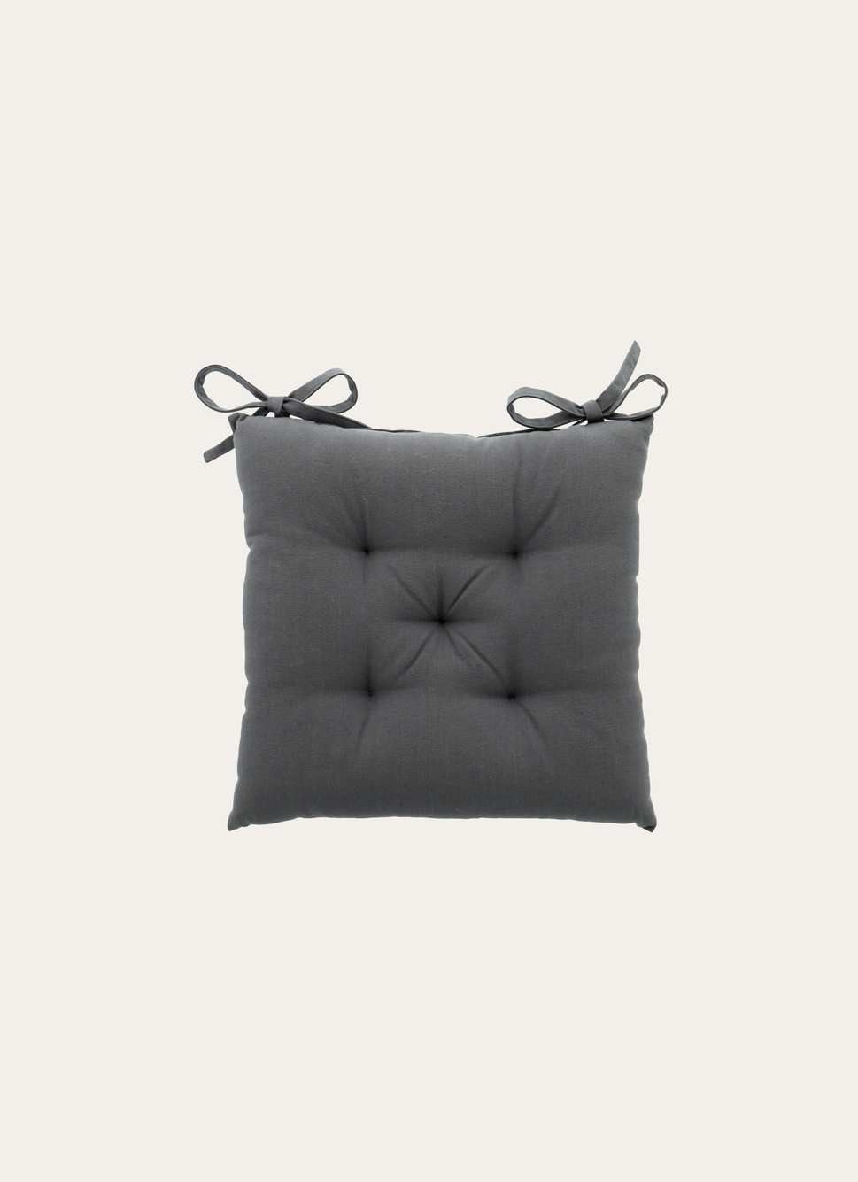 Coussin De Chaise En Coton Français 43x43 Cm - Rembourré, Avec Attaches, Pour Salle à Manger, Bureau, Jardin (gris)