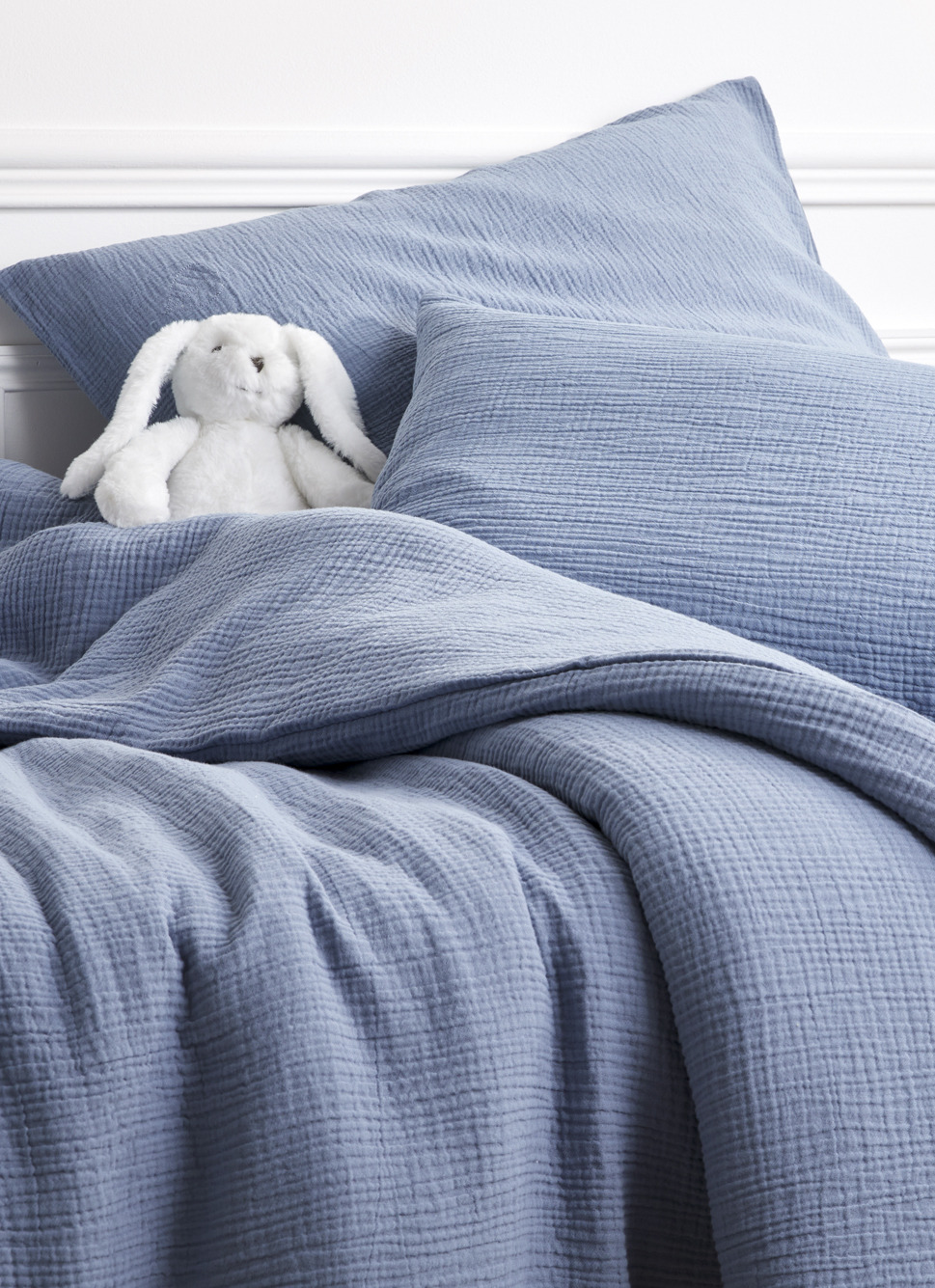 Lot De 2 Draps-Housses Jersey 100% Coton Bébé 90x55 Cm Bleu - Pour Matelas Berceau Next2me